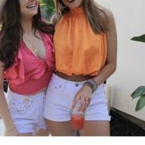 Zara Orange Balloon Crop Top